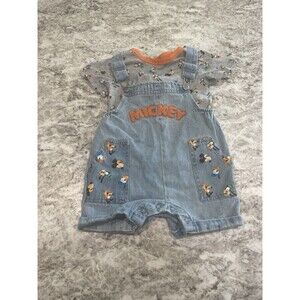 Disney Baby Disney Store Mickey Mouse Jean Overalls & Shirt Size 18 Months